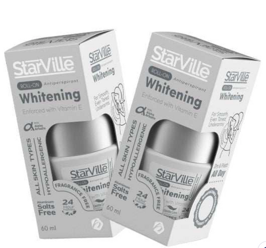 50% discount 2nd peice Starville Roll On 60ml Whitening (Fragrance Free)