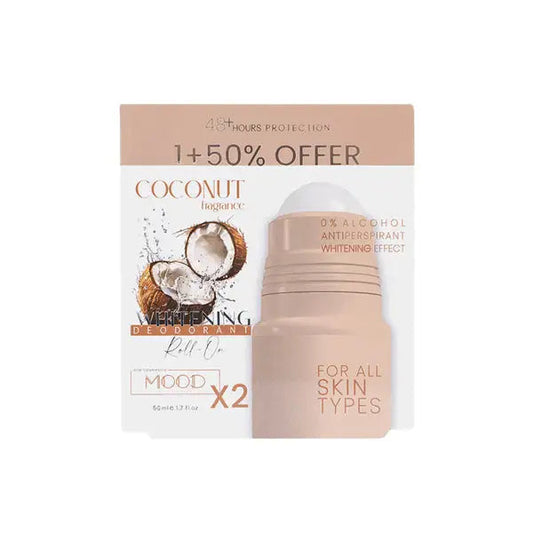 Mood Whitening Deodorant Roll On 50ml Coconut 1+50off